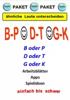Vorschau - Unterrichtsreihen - PAKET: Anlaute D–T * G-K * B-P (Übungen, Apps, Karten) - Deckblatt