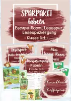 Vorschau - Stundenentwürfe - SPARPAKET / Materialpaket "Fabeln" - Lesespur, Lesespaziergang & Escape Room - Klasse 4 - Deckblatt
