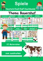 Vorschau - Arbeitsblätter - Materialpaket Spiele Bauernhof - DaZ/DaF, Deutsch, Sachunterricht (Grundschule) - Deckblatt