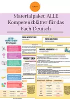 Vorschau - Stundenentwürfe - Materialpaket: ALLE (23x) Kompetenzblätter Deutsch (wachsendes Paket) - Deckblatt