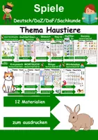 Vorschau - Arbeitsblätter - Materialpaket Spiele Haustiere - DaZ/DaF, Deutsch, Sachunterricht (Grundschule) - Deckblatt