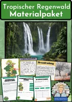 Vorschau - Arbeitsblätter - TROPISCHER REGENWALD: Lernkarten und Übungsaufgaben zum Tropischen Regenwald - Erdkunde für die Sek 1 - Deckblatt