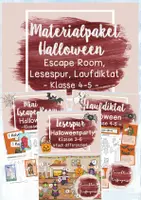 Vorschau - Arbeitsblätter - SPARPAKET / Materialpaket "Halloween" - Klasse 4-5 - Lesespur, Escape Room, Laufdiktat - Deckblatt