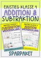 Vorschau - Arbeitsblätter - Sparpaket: Einstieg Klasse 4 Addition und Subtraktion - Deckblatt