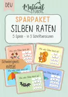Vorschau - Stationenlernen - Spielepaket- Silben Quiz - mittel - interaktive PDF - Deckblatt