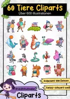 Vorschau - selbst erstellte Cliparts/Grafiken - Tiere Clipart Set - Über 60 animalische Illustrationen (Tiere Cliparts) - Deckblatt
