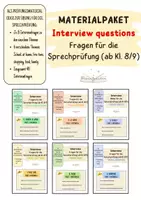 Vorschau - Aufgabenkarten - Materialpaket Interview questions - Fragen für die Sprechprüfung (ab Kl. 8/9) - Deckblatt