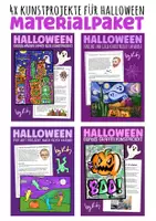 Vorschau - Arbeitsblätter - 4x Kunstprojekte für Halloween - Materialpaket für die Mittelstufe - Deckblatt