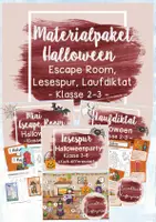 Vorschau - Arbeitsblätter - SPARPAKET / Materialpaket "Halloween" - Klasse 2-3 - Lesespur, Escape Room, Laufdiktat - Deckblatt