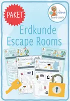Vorschau - Spiele - Paket #1 - 6x Erdkunde Escape Rooms - Deckblatt