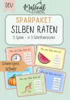 Vorschau - Stationenlernen - Spielepaket - Silben Quiz - schwer - interaktive PDF - Deckblatt