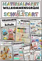 Vorschau - Mal- und Bastelvorlagen - Materialpaket "Willkommensgrüße für den Schulstart" Kleine Geschenke für den Schulanfang / das neue Schuljahr - Deckblatt