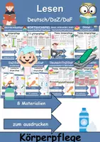 Vorschau - Unterrichtsreihen - Materialpaket Lesen Körperpflege/Hygiene - DaZ/DaF, Deutsch, Sachunterricht - Deckblatt