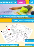 Vorschau - Arbeitsblätter - Paket - Prozentrechnung - Deckblatt