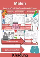 Vorschau - Arbeitsblätter - Materialpaket Kleidung/Klamotten Malen - DaZ/DaF/Kunst/Deutsch/Sachunterricht - Deckblatt