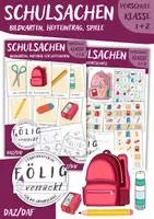 Vorschau - Spiele - Schulsachen - Bildkarten, Hefteintrag und Spiele zum Wortschatz - Deckblatt