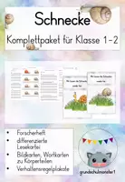 Vorschau - Unterrichtsreihen - Komplettpaket Schnecke 4 in 1: Forscherheft + Tafelmaterial + Lesekartei + Regelplakate - Deckblatt