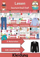 Vorschau - Unterrichtsreihen - Materialpaket Lesen Kleidung/Klamotten - DaZ/DaF, Deutsch, Sachunterricht - Deckblatt