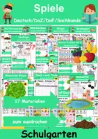 Vorschau - Unterrichtsreihen - Materialpaket Spiele Schulgarten - DaZ/DaF, Deutsch, Sachunterricht (Grundschule) - Deckblatt