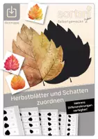 Vorschau - Stationenlernen - Materialpaket | Herbstblätter und Schatten zuordnen | Level 1-4 - Deckblatt