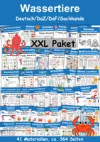Vorschau - Arbeitsblätter - Materialpaket Tiere im Wasser XXL Paket Wortschatzpaket - DaZ/DaF, Deutsch, Sachunterricht (Grundschule) - Deckblatt