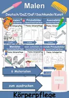 Vorschau - Arbeitsblätter - Materialpaket Körperpflege/Hygiene Malen - DaZ/DaF/Kunst/Deutsch/Sachunterricht - Deckblatt