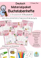 Vorschau - Unterrichtsreihen - Materialpaket Deutsch Buchstabenhefte Klasse 1, Buchstaben, Laute Buchstabeneinführung - Deckblatt