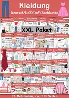 Vorschau - Unterrichtsreihen - Materialpaket Kleidung/Klamotten XXL Paket Wortschatzpaket - DaZ/DaF, Deutsch, Sachunterricht (Grundschule) - Deckblatt