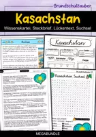 Vorschau - Arbeitsblätter - Kasachstan MEGABUNDLE - Wissenskartei, Lückentext, Steckbrief, Suchsel, Quizkarten, POP Art Malvorlagen - Deckblatt