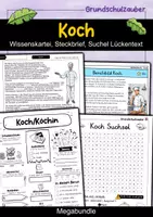 Vorschau - Spiele - Koch MEGABUNDLE Materialpaket - Wissenskartei, Lückentext, Steckbrief, Suchsel, Quizkarten - Deckblatt