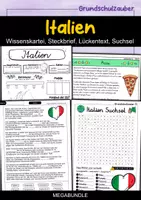 Vorschau - Arbeitsblätter - Italien MEGABUNDLE - Wissenskartei, Lückentext, Steckbrief, Suchsel, Quizkarten, POP Art Malvorlagen - Deckblatt