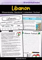 Vorschau - Stationenlernen - Libanon MEGABUNDLE - Wissenskartei, Lückentext, Steckbrief, Suchsel, Quizkarten, POP Art Malvorlagen - Deckblatt
