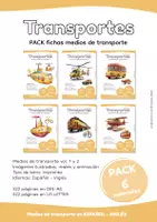 Vista previa - Hojas de trabajo - PACK Fichas transportes LETRA LIGADA ES-EN - Portada