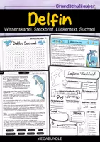 Vorschau - Arbeitsblätter - Delfin MEGABUNDLE - Wissenskartei, Lückentext, Steckbrief, Suchsel, Quizkarten, POP Art Malvorlagen - Deckblatt