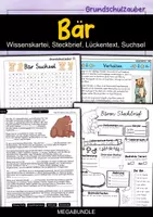 Vorschau - Arbeitsblätter - Bär MEGABUNDLE - Wissenskartei, Lückentext, Steckbrief, Suchsel - Deckblatt