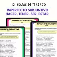Vista previa - Hojas de trabajo - PAQUETE HOJAS DE TRABAJO VERBOS SER, ESTAR, TENER Y HACER EN PRETÉRITO IMPERFECTO DE SUBJUNTIVO. - Portada