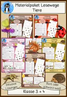 Vorschau - Arbeitsblätter - Leseverständnis Tiere, Materialpaket Lesewege (Igel, Marienkäfer, Eichhörnchen, Schmetterling, Biene), Lesetraining - Deckblatt