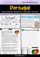 Vorschau - Arbeitsblätter - Portugal MEGABUNDLE - Wissenskartei, Lückentext, Steckbrief, Suchsel, Quizkarten, POP Art Malvorlagen - Deckblatt