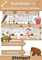 Vorschau - Arbeitsblätter - Materialpaket - Schneiden Steinzeit - Feinmotorik - Wortschatz - Deckblatt