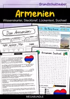 Vorschau - Mal- und Bastelvorlagen - Armenien MEGABUNDLE - Wissenskartei, Lückentext, Steckbrief, Suchsel, Quizkarten, POP ART Malvorlagen - Deckblatt