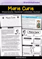 Vorschau - Arbeitsblätter - Marie Curie MEGABUNDLE Materialpaket - Wissenskartei, Lückentext, Steckbrief, Suchsel, Quizkarten - Deckblatt