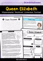 Vorschau - Arbeitsblätter - Queen Elizabeth MEGABUNDLE - Wissenskartei, Lückentext, Steckbrief, Suchsel - Deckblatt