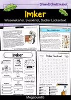 Vorschau - Arbeitsblätter - Imker MEGABUNDLE Materialpaket - Wissenskartei, Lückentext, Steckbrief, Suchsel, Quizkarten - Deckblatt