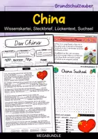 Vorschau - Arbeitsblätter - China MEGABUNDLE - Wissenskartei, Lückentext, Steckbrief, Suchsel, Quiz, Arbeitsblätter, POP Art Malvorlagen - Deckblatt