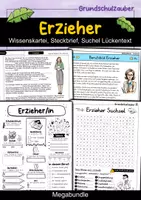 Vorschau - Arbeitsblätter - Erzieher MEGABUNDLE Materialpaket - Wissenskartei, Lückentext, Steckbrief, Suchsel, Quizkarten - Deckblatt