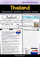 Vorschau - Arbeitsblätter - Thailand MEGABUNDLE - Wissenskartei, Lückentext, Steckbrief, Suchsel, Quizkarten, POP Art Malvorlagen - Deckblatt