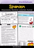 Vorschau - Arbeitsblätter - Spanien MEGABUNDLE - Wissenskartei, Lückentext, Steckbrief, Suchsel, Quizkarten, Pop Art Malvorlagen - Deckblatt