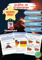 Vorschau - Arbeitsblätter - Kräfte im Erdinneren - Erdkunde - Gesamte Einheit (Erdbeben, Vulkane, Plattentektonik, Schalenbau der Erde, Tsunamis, Quiz) - Deckblatt