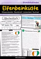 Vorschau - Arbeitsblätter - Elfenbeinküste MEGABUNDLE - Wissenskartei, Lückentext, Steckbrief, Suchsel, Quizkarten - Deckblatt