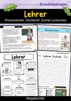 Vorschau - Arbeitsblätter - Lehrer MEGABUNDLE Materialpaket - Wissenskartei, Lückentext, Steckbrief, Suchsel, Quizkarten, POP Art Malvorlagen - Deckblatt